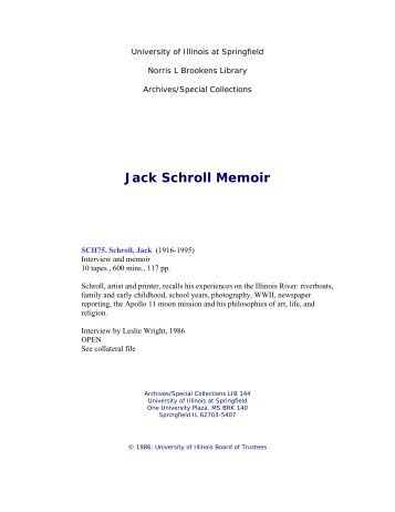 Jack Schroll Memoir - University of Illinois Springfield