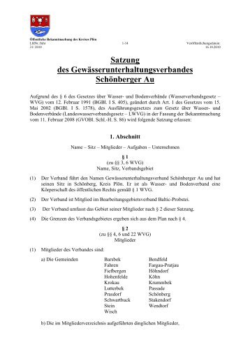 Satzung des Gewässerunterhaltungsverbandes ... - Kreis Plön