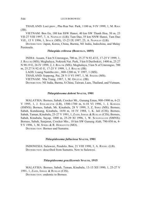 New records of Asian and Australopapuan Cassidinae, with a ...