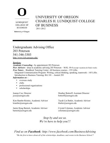 Advising Document - Lundquist College of Business - University of ...