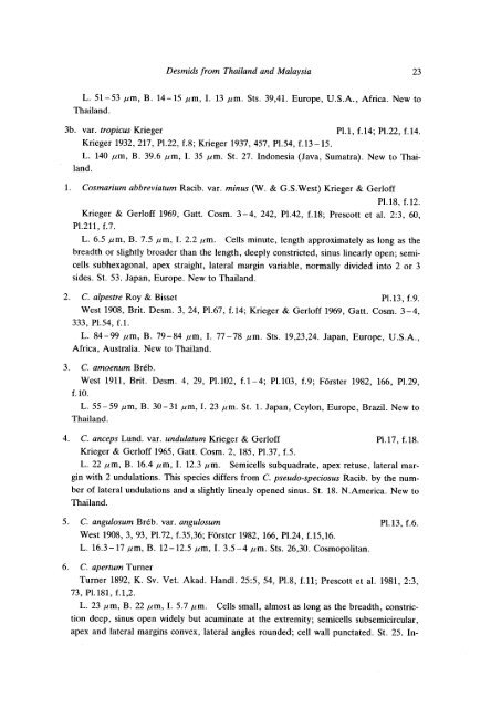 Desmids from Thailand and Malaysia