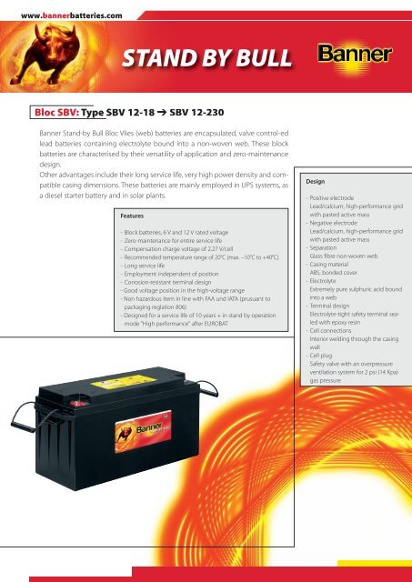 Stand By Bull Banner Batteries