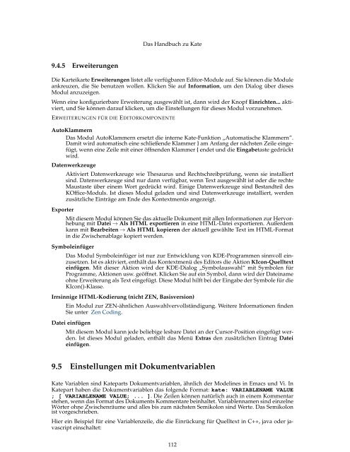 Das Handbuch zu Kate - KDE Documentation