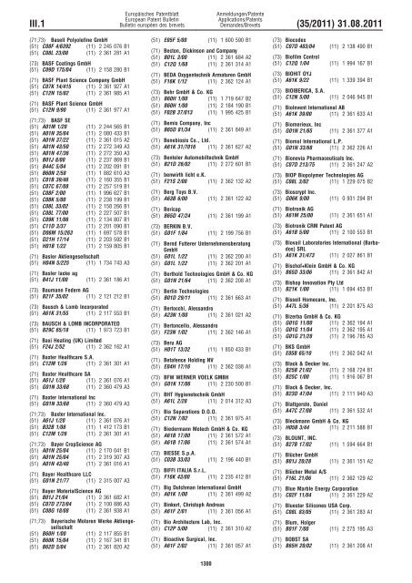 Bulletin 2011/35 - European Patent Office