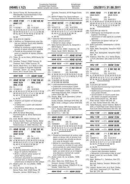 Bulletin 2011/35 - European Patent Office