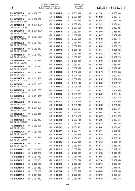 Bulletin 2011/35 - European Patent Office