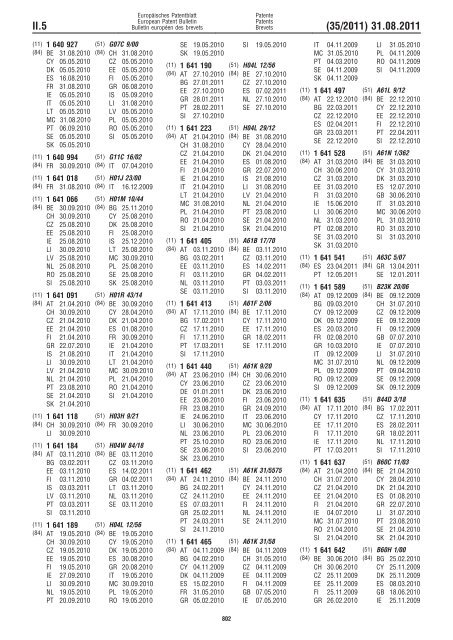 Bulletin 2011/35 - European Patent Office