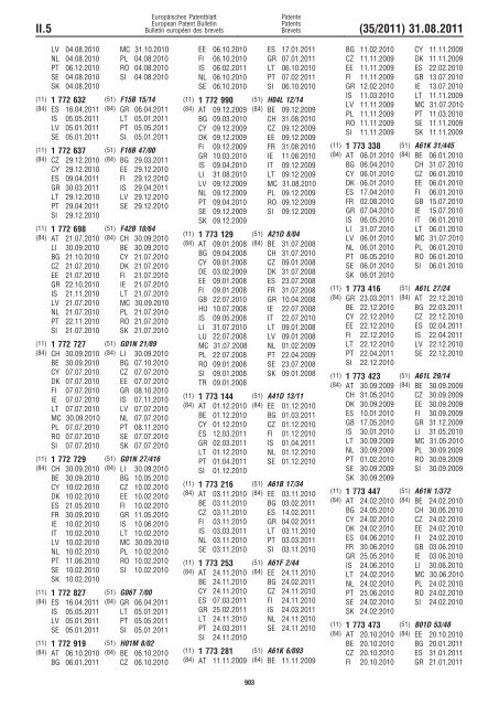 Bulletin 2011/35 - European Patent Office