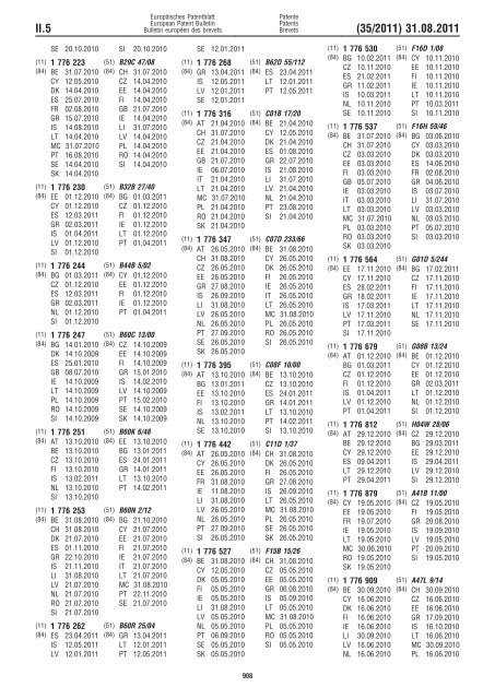 Bulletin 2011/35 - European Patent Office