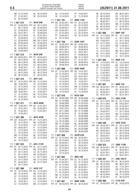 Bulletin 2011/35 - European Patent Office