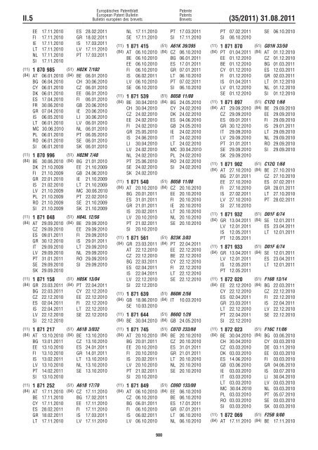 Bulletin 2011/35 - European Patent Office