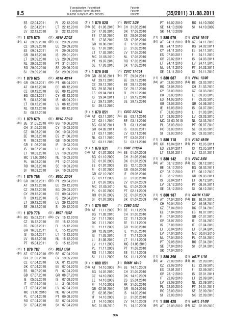 Bulletin 2011/35 - European Patent Office