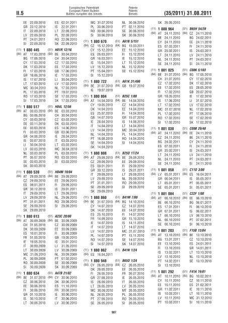 Bulletin 2011/35 - European Patent Office