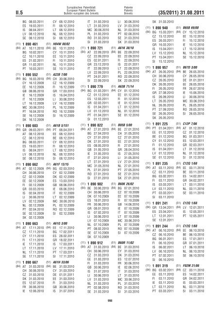 Bulletin 2011/35 - European Patent Office