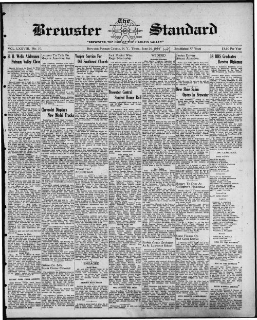 BREWSTER, NY - Northern New York Historical Newspapers