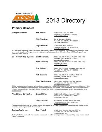 2013 Directory - Northland ATSSA