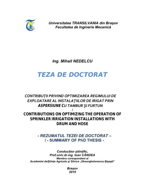 TEZA DE DOCTORAT - Universitatea Transilvania