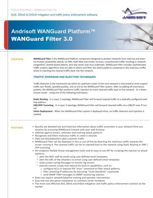 WANGuard Filter 3.0 Brochure - Andrisoft
