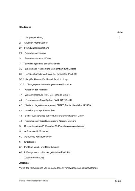 Studie - Unitechnics GmbH Umwelttechnische Systeme