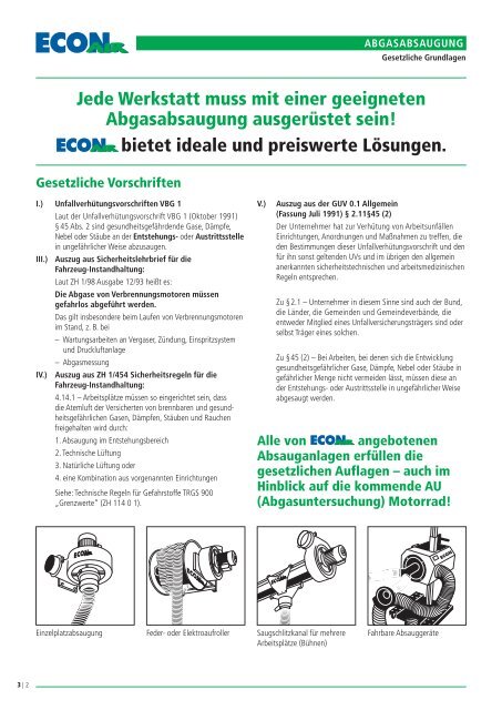 Jede Werkstatt muss mit einer geeigneten Abgasabsaugung ...