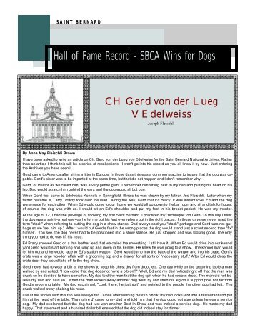 Hall of Fame Record - SBCA Wins for Dogs - National Breed Clubs