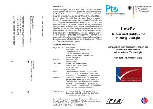 LowEx Heizen und Kühlen mit Niedrig-Exergie - FGK
