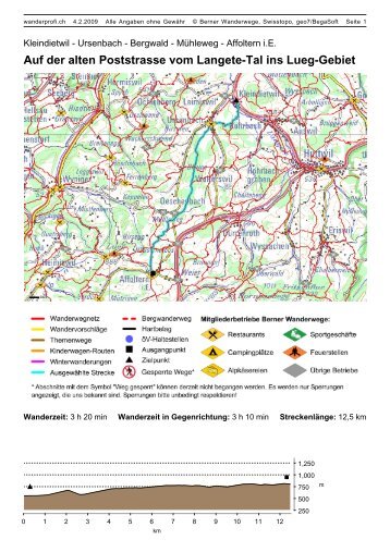 Auf der alten Poststrasse vom Langete-Tal ins Lueg-Gebiet