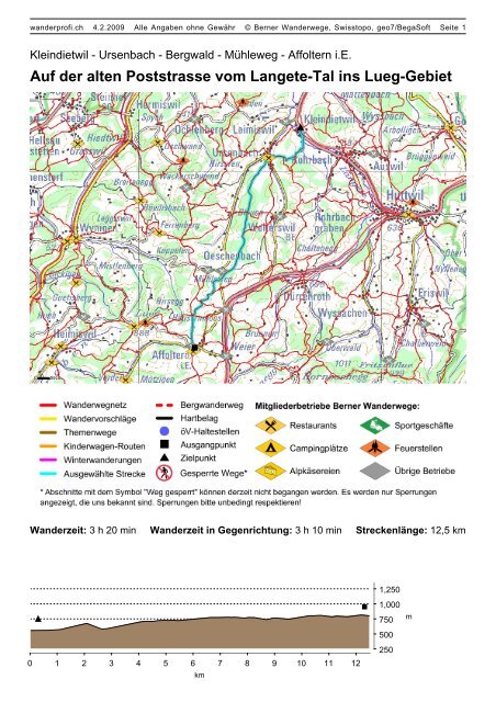 Auf der alten Poststrasse vom Langete-Tal ins Lueg-Gebiet