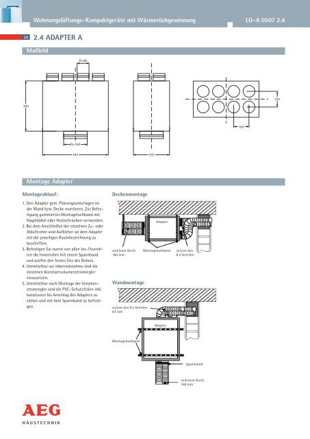 Technische Information für Lüftungstechnik - AEG Haustechnik