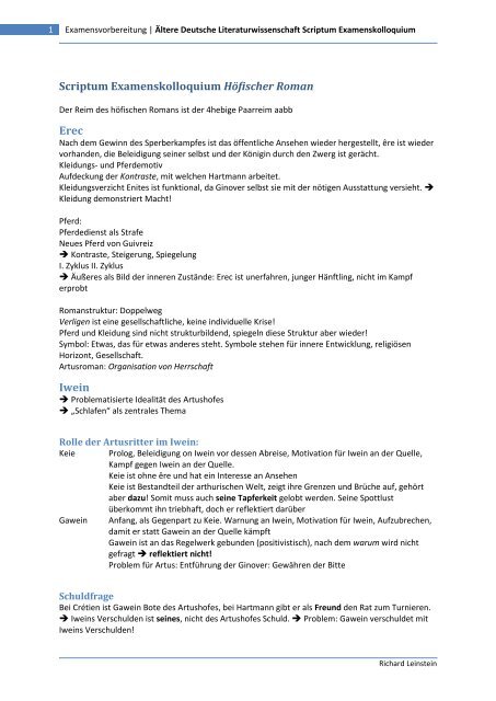 Scriptum Examenskolloquium Leinsteinde - 