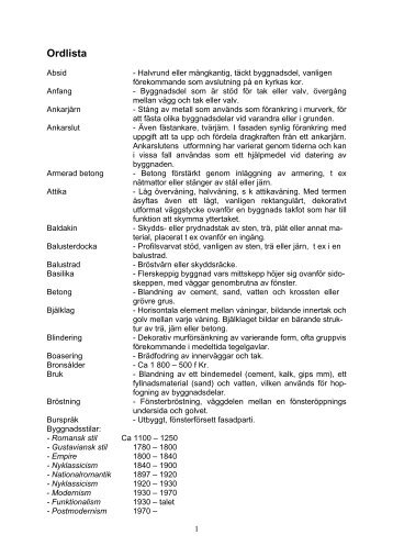Värt att värna - Ordlista