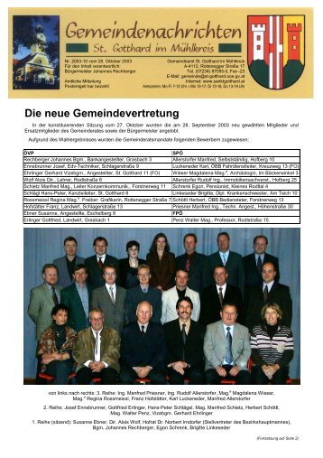 Die neue Gemeindevertretung - St. Gotthard im Mühlkreis