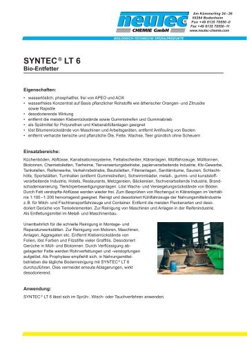 SYNTEC ® LT 6 - Neutec Chemie-Vertriebs GmbH