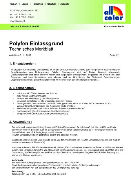 Polyfen Einlassgrund - all-color F. Windisch GmbH