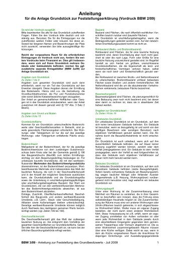 BBW 3/09 - Anleitung zur Feststellung des Grundbesitzwerts
