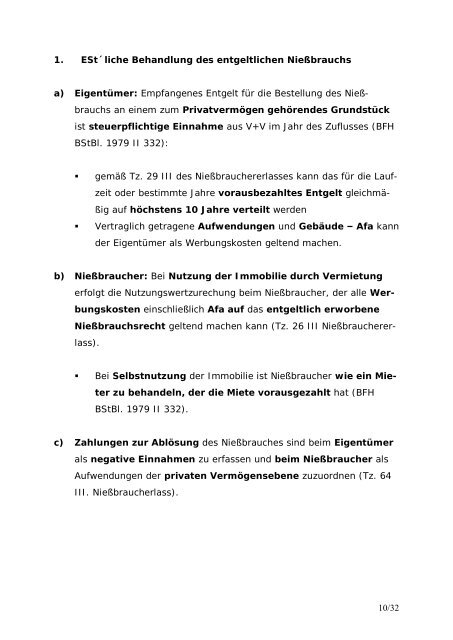 VERMÖGENSÜBERTRAGUNGEN GEGEN NIEßBRAUCH - Bwlc.de