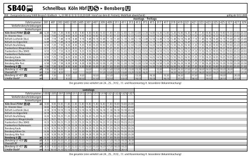 SB40 N Schnellbus Köln Hbf u  s > Bensberg u