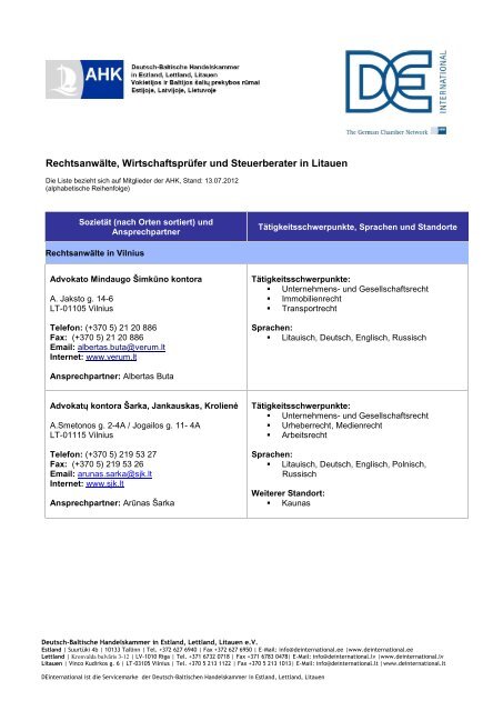 Rechtsanwälte, Wirtschaftsprüfer und Steuerberater in Litauen