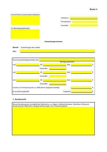 Verwendungsnachweis - Muster 4 - Bezirksregierung Köln
