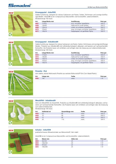 artikel aus biokunststoffen - Semadeni AG