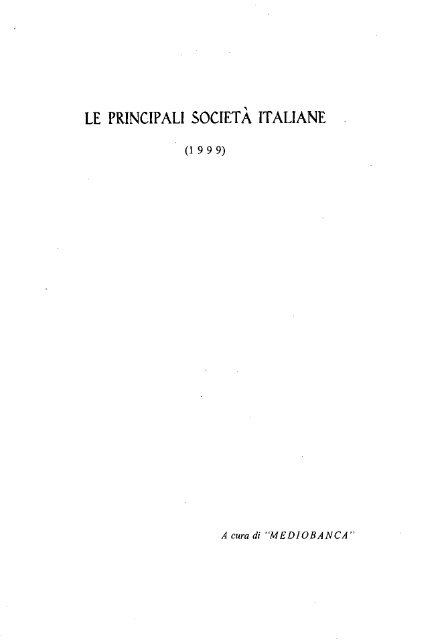 A cura di "MEDIOBANCA" - Mediobanca Ricerche e Studi S.p.A.