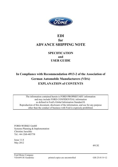 VDA 4913 specifications. - Global Supplier Electronic ...