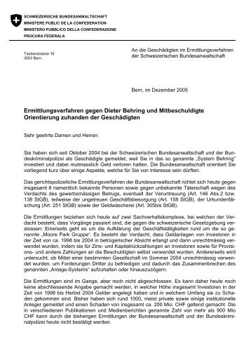Ermittlungsverfahren gegen Dieter Behring und Mitbeschuldigte ...