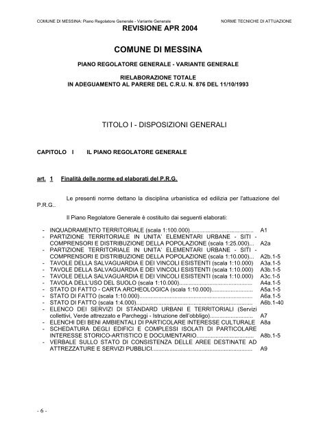 COMUNE DI MESSINA - Università degli Studi di Messina