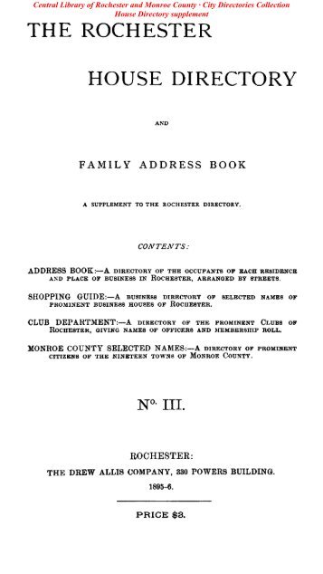 the rochester house directory - Monroe County Library System