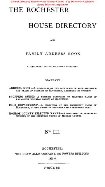 The Rochester House Directory Monroe County Library System The Rochester House Directory Monroe County Library System