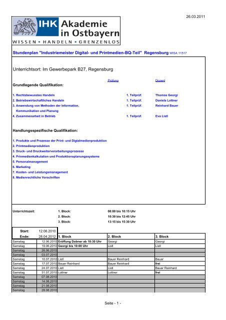 Unterrichtsort: Im Gewerbepark B27, Regensburg