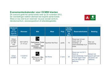 Evenementenkalender voor OCMW klanten - OCMW Antwerpen