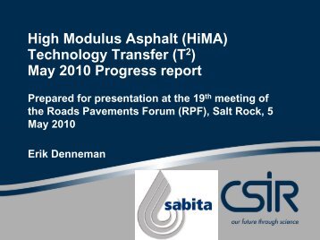 High Modulus Asphalt (HiMA) Technology Transfer (T2) May ... - CSIR