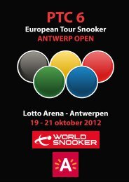 European Tour Snooker ANTWERP OPEN Lotto Arena ... - VSF